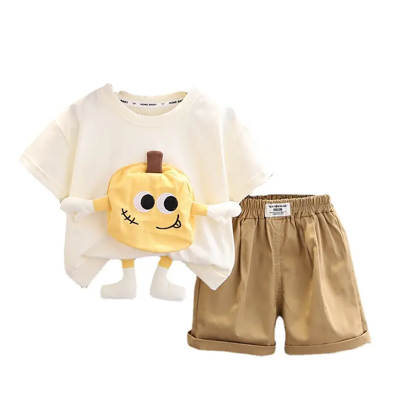 Cute Cartoon Baby T-Shirt Shorts Set Cotton White