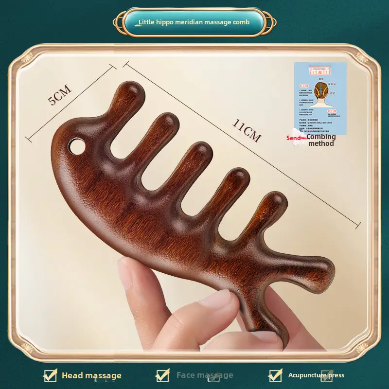 Wooden Hair Mask Comb for Fat Hands 8x6.5CM