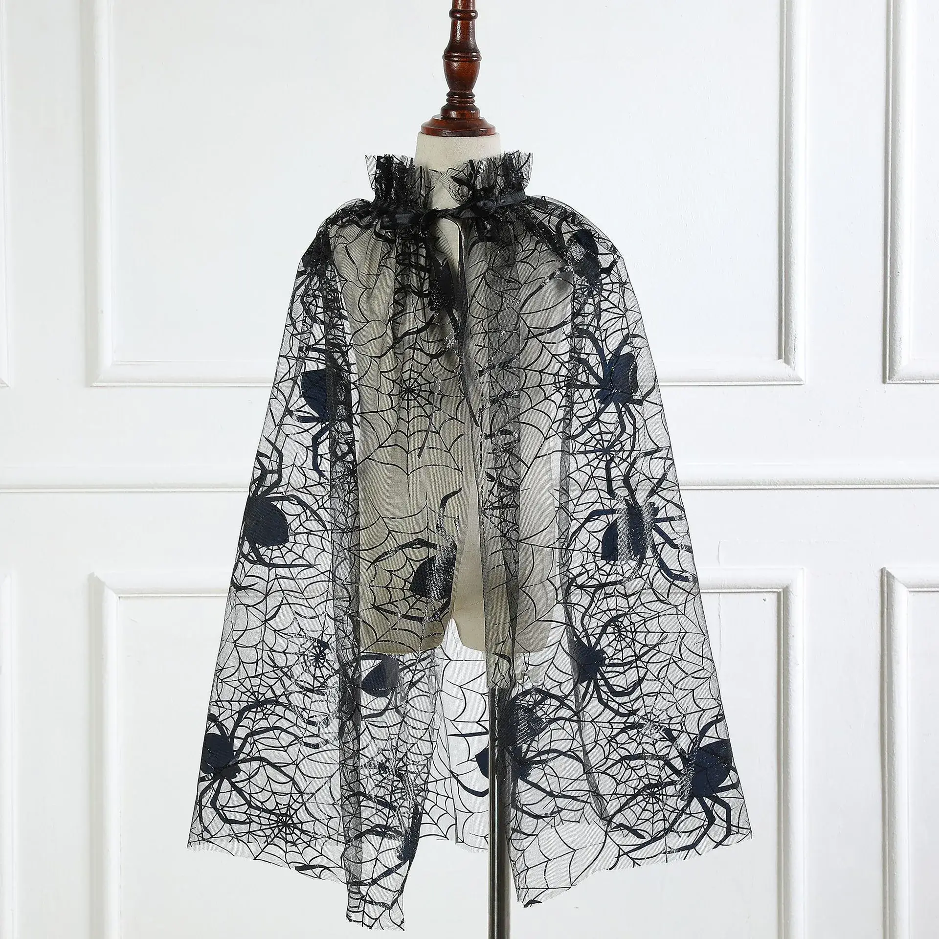 Halloween Spider Web Mesh Cloak for Girls - Image 4