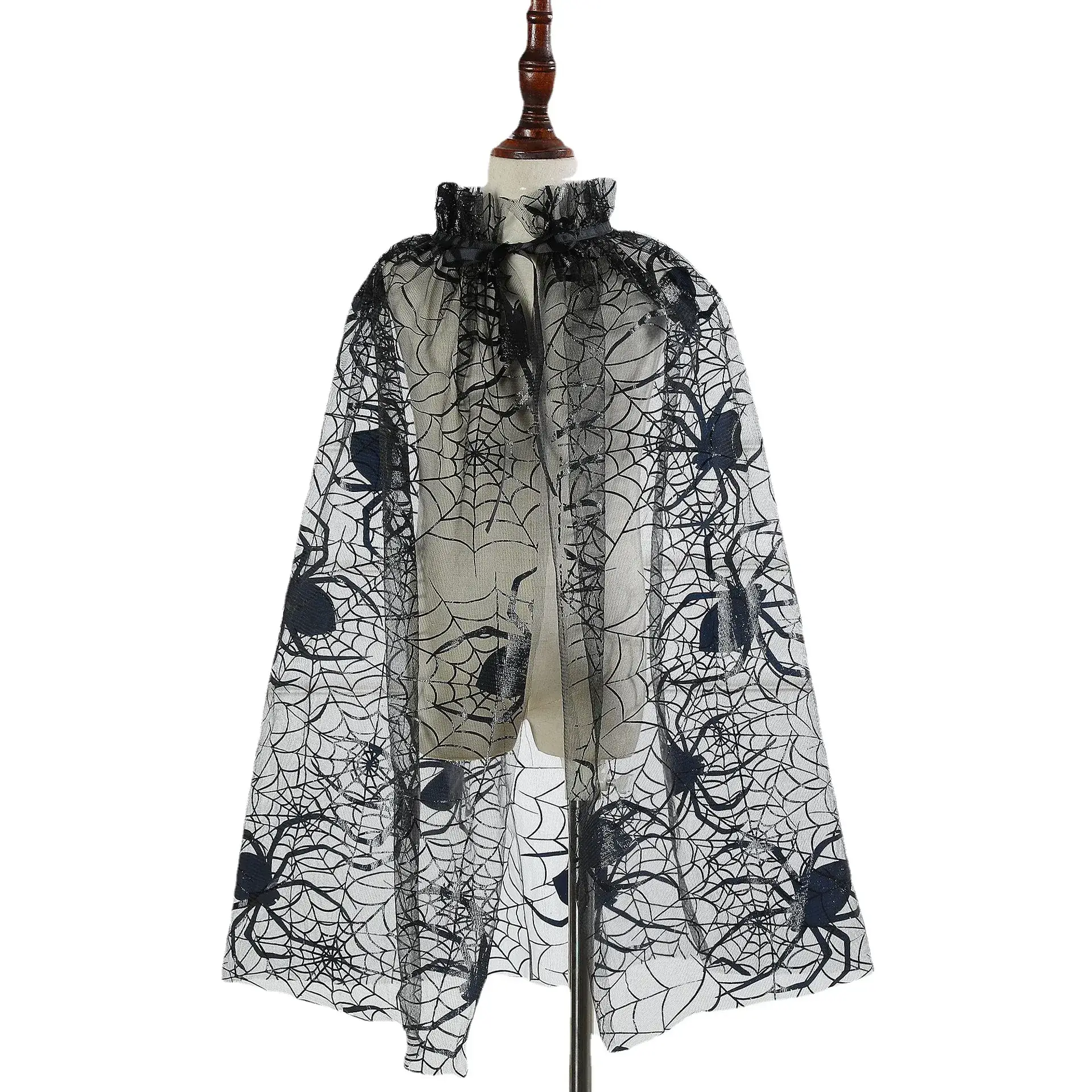 Halloween Spider Web Mesh Cloak for Girls - Image 7