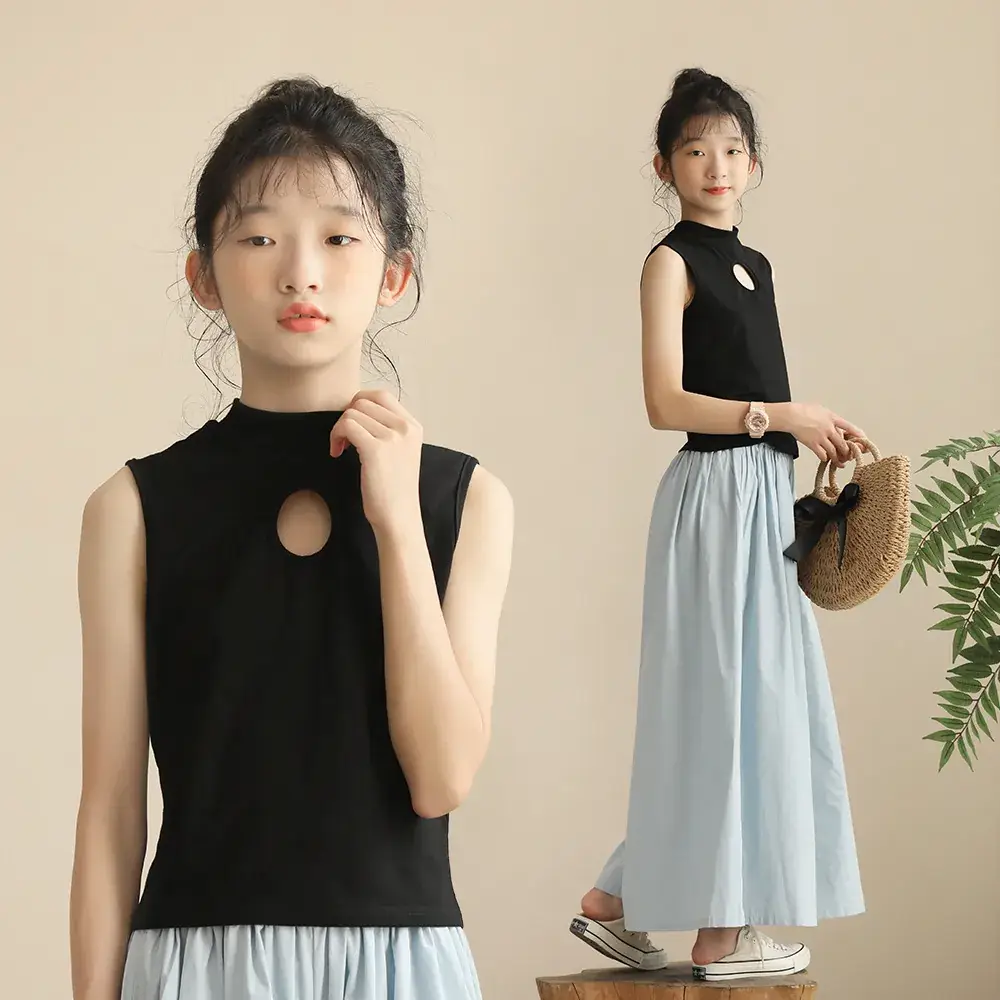 Girls Sky Blue Long Skirt Pants Summer Loose Fit Medium to XL - Image 3