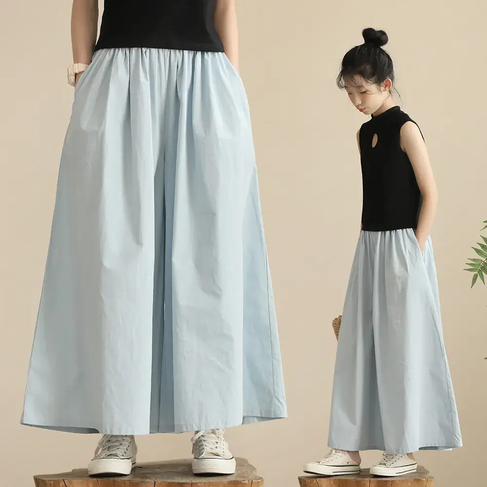 Girls Sky Blue Long Skirt Pants Summer Loose Fit Medium to XL - Image 4