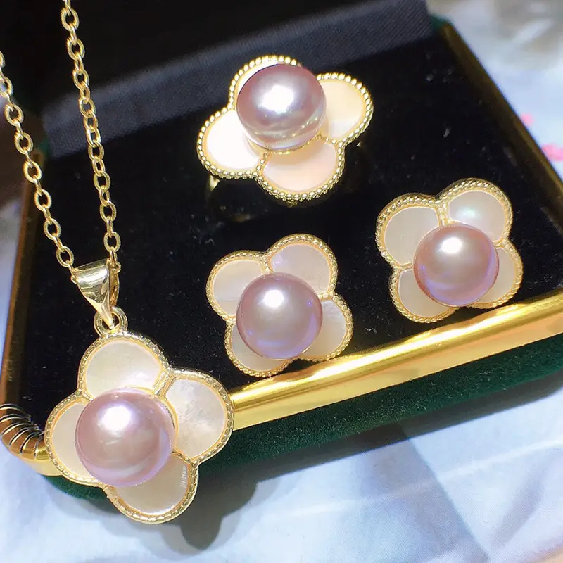 18K Gold-Filled Pearl Earrings Set for Women - Image 2