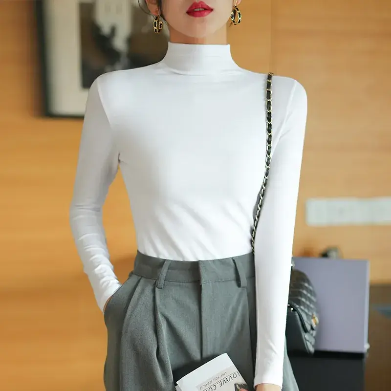 Pure Cotton Slim Fit Long Sleeve T-Shirt for Women Spring Autumn - Image 5