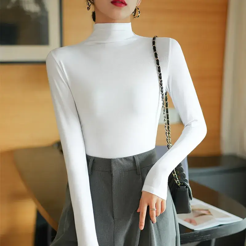 Pure Cotton Slim Fit Long Sleeve T-Shirt for Women Spring Autumn - Image 6