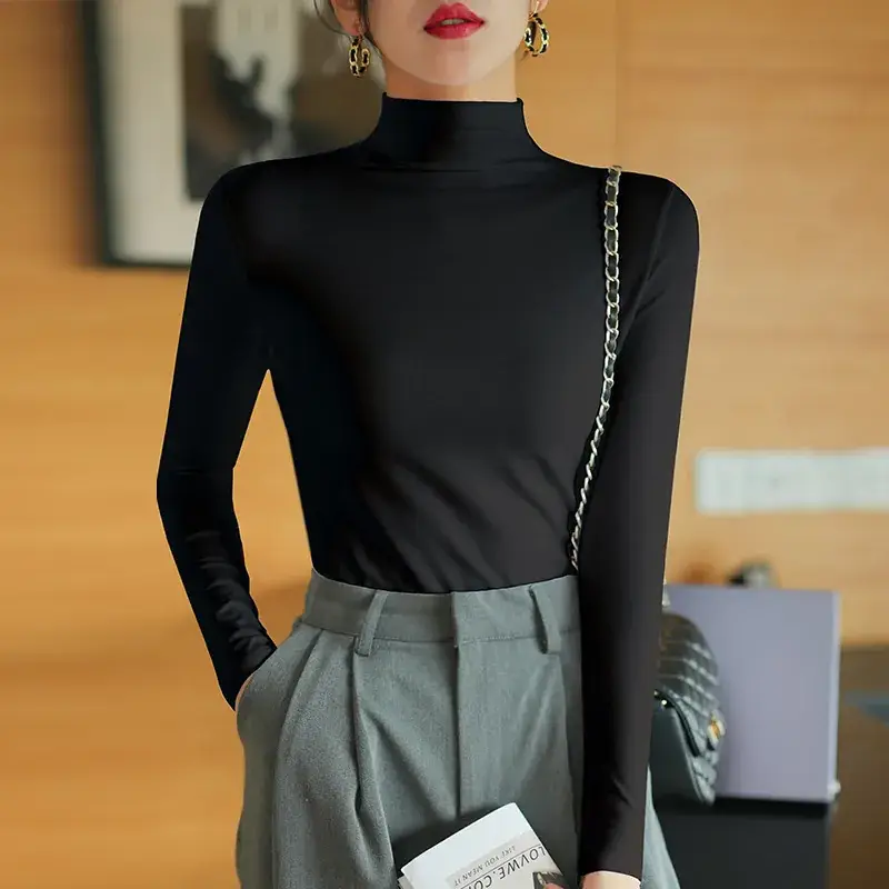Pure Cotton Slim Fit Long Sleeve T-Shirt for Women Spring Autumn - Image 7