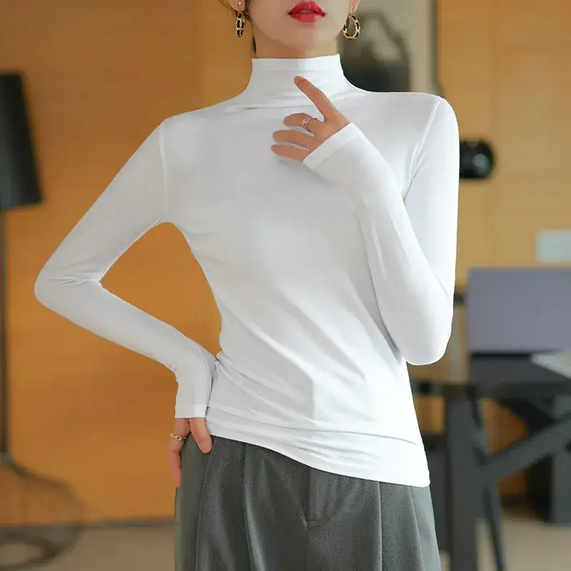 Pure Cotton Slim Fit Long Sleeve T-Shirt for Women Spring Autumn - Image 8