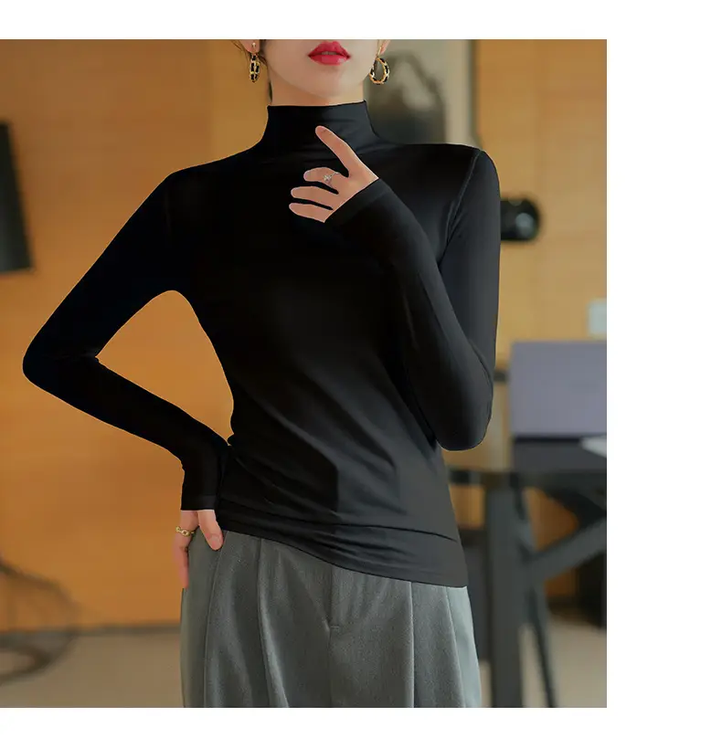 Pure Cotton Slim Fit Long Sleeve T-Shirt for Women Spring Autumn — feature 12