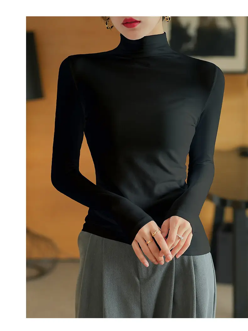 Pure Cotton Slim Fit Long Sleeve T-Shirt for Women Spring Autumn — feature 13
