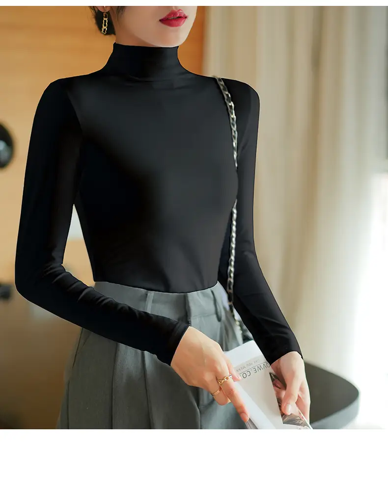 Pure Cotton Slim Fit Long Sleeve T-Shirt for Women Spring Autumn — feature 15