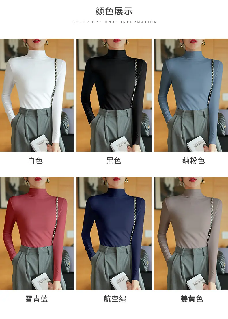 Pure Cotton Slim Fit Long Sleeve T-Shirt for Women Spring Autumn — feature 2