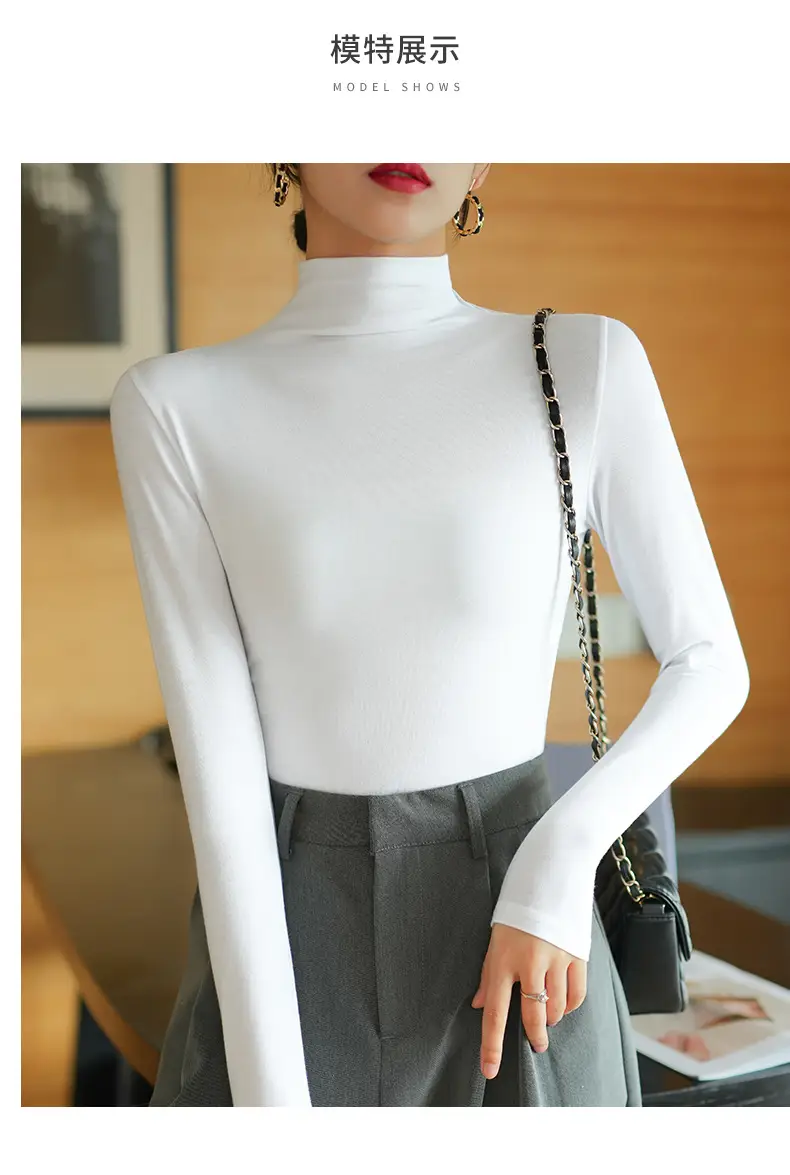 Pure Cotton Slim Fit Long Sleeve T-Shirt for Women Spring Autumn — feature 4