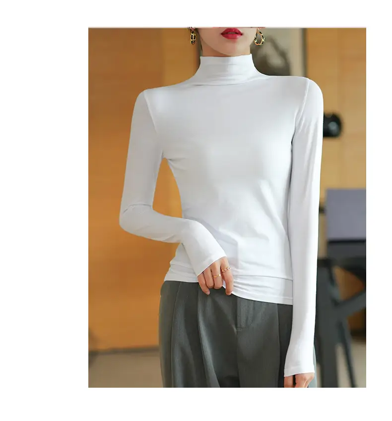Pure Cotton Slim Fit Long Sleeve T-Shirt for Women Spring Autumn — feature 6