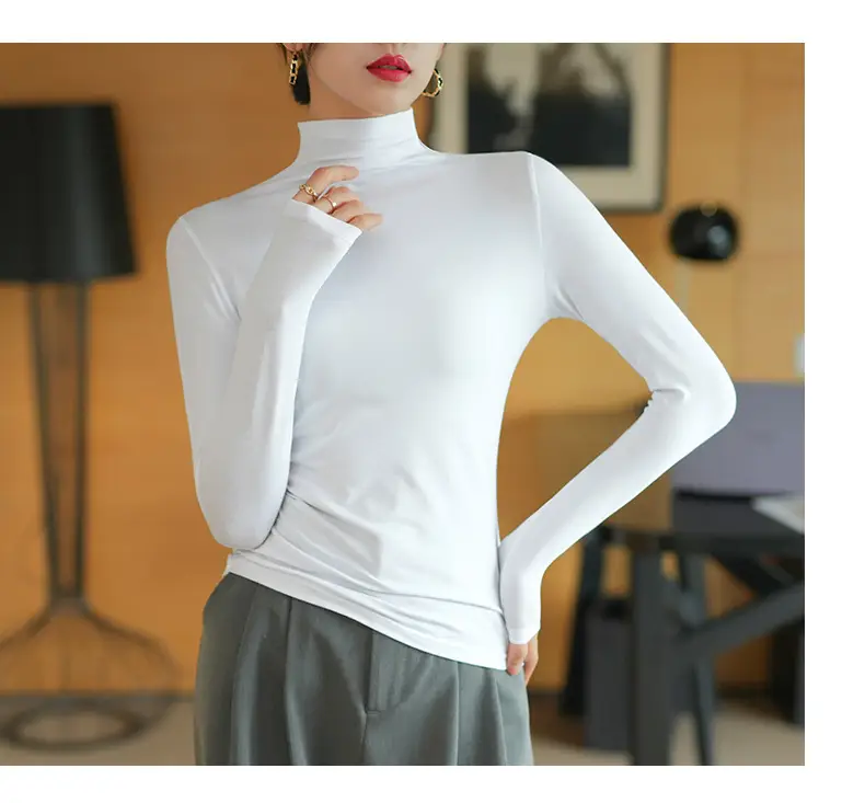 Pure Cotton Slim Fit Long Sleeve T-Shirt for Women Spring Autumn — feature 7