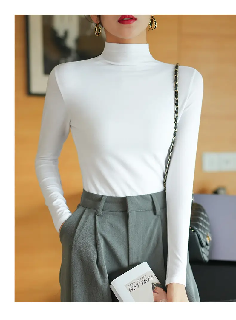 Pure Cotton Slim Fit Long Sleeve T-Shirt for Women Spring Autumn — feature 8