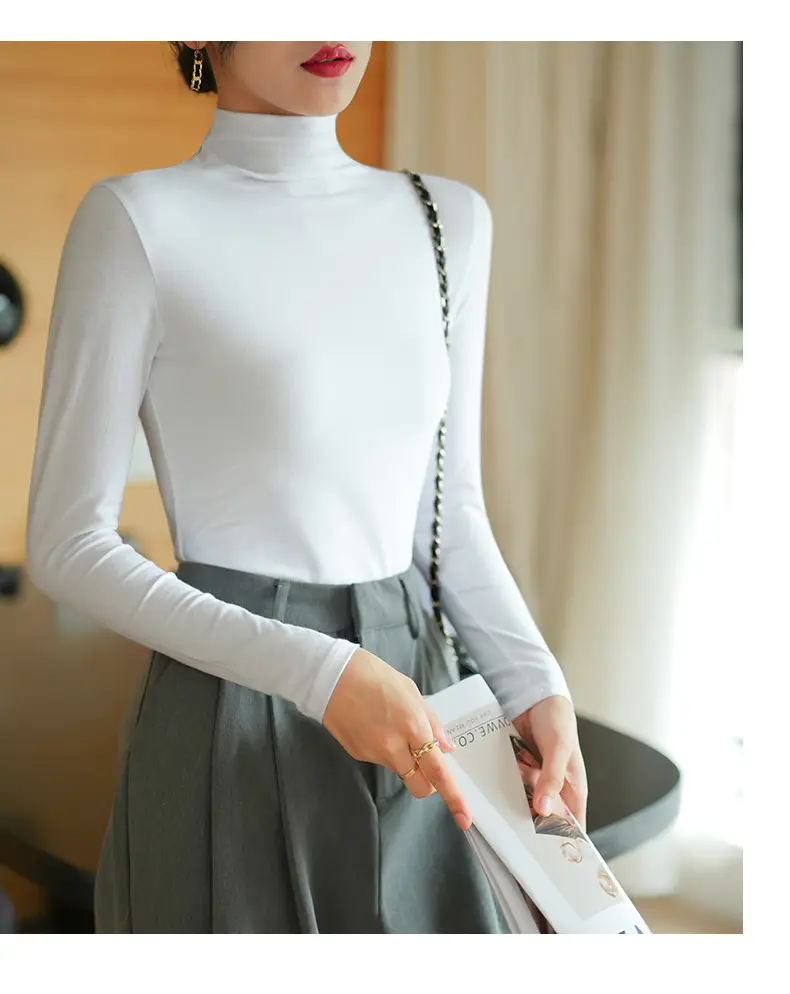 Pure Cotton Slim Fit Long Sleeve T-Shirt for Women Spring Autumn — feature 9