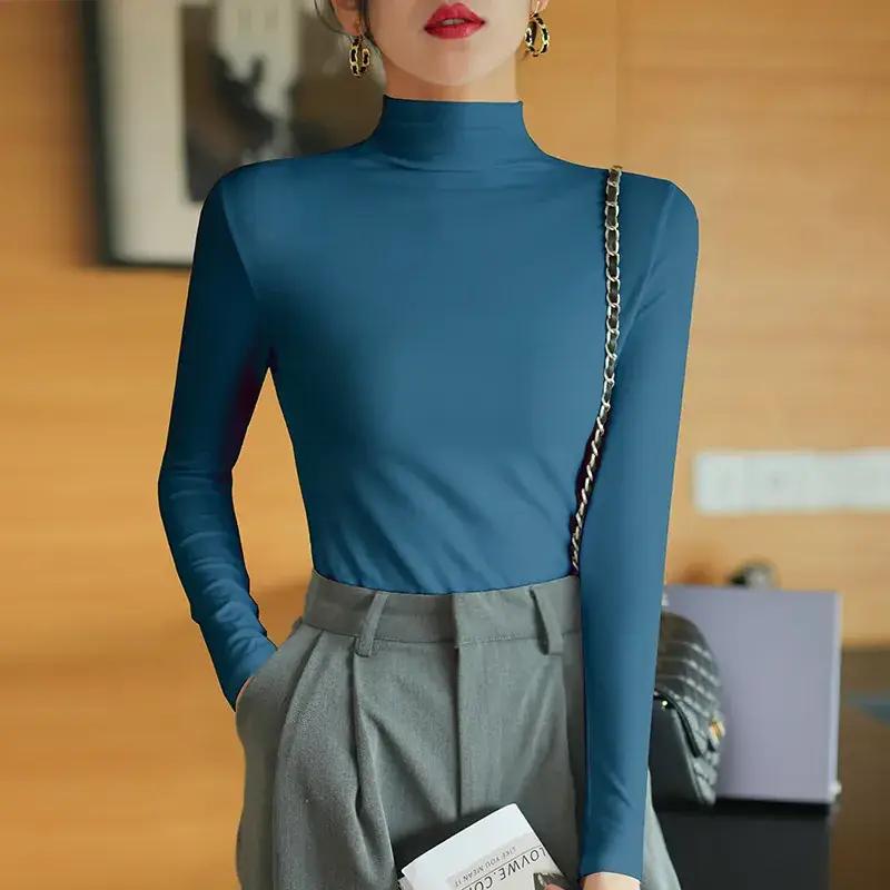 Pure Cotton Slim Fit Long Sleeve T-Shirt for Women Spring Autumn - Image 3