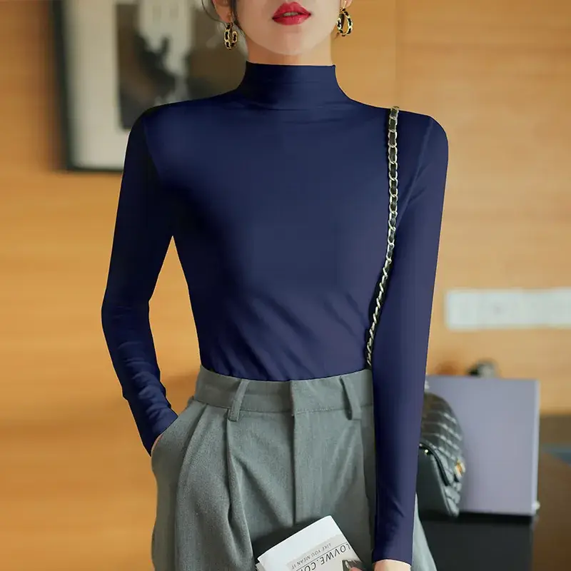 Pure Cotton Slim Fit Long Sleeve T-Shirt for Women Spring Autumn - Image 4