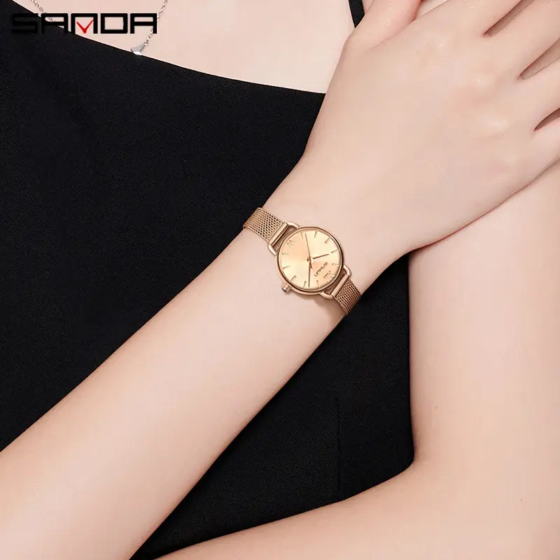 Sanda Rose Gold Women's Quartz Watch with Mesh Band - Image 11