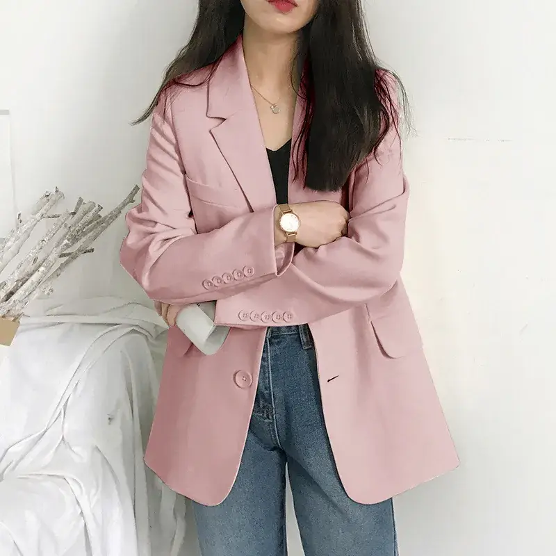 Women's Black Slim Fit Jacket for Spring Autumn 2023 - Image 2