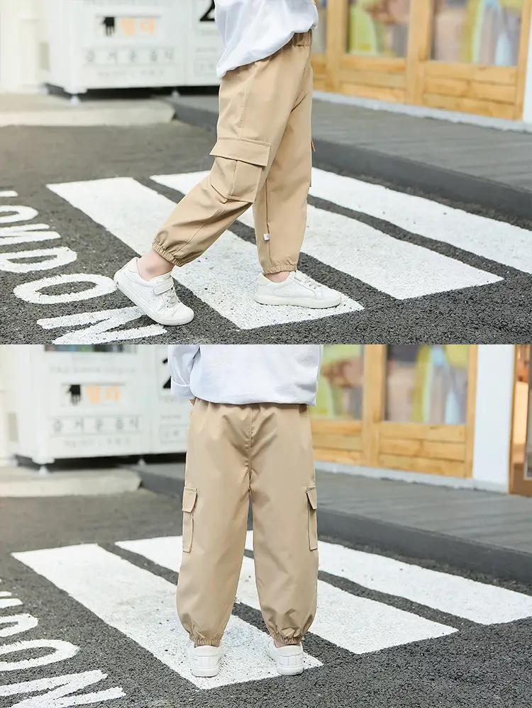 Kids Korean Style Cotton Pants Cream Bear Patch — feature 4
