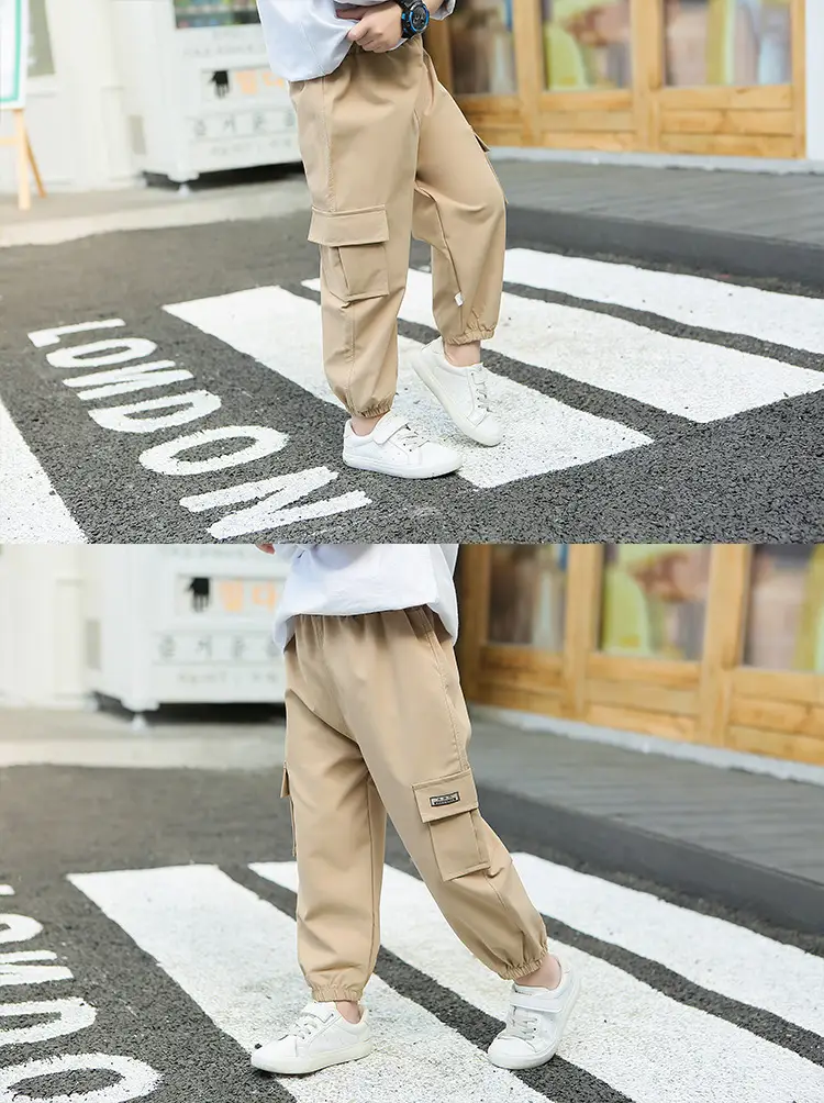 Kids Korean Style Cotton Pants Cream Bear Patch — feature 5