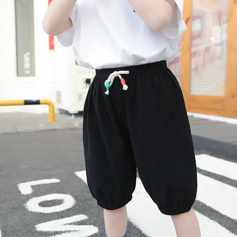 Kids Korean Style Cotton Pants Cream Bear Patch - Image 22