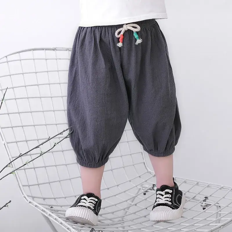 Kids Korean Style Cotton Pants Cream Bear Patch - Image 23