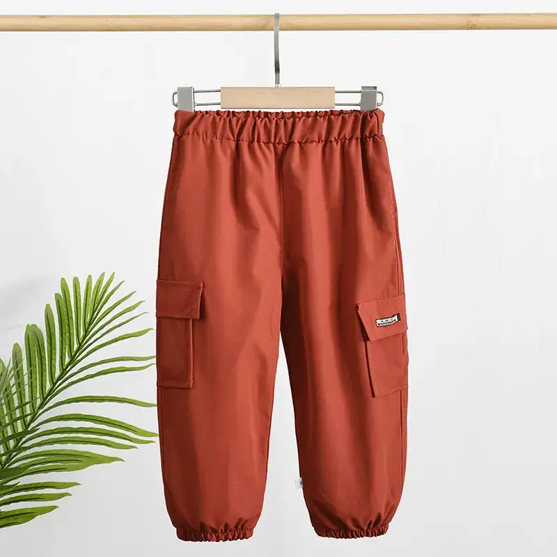Kids Korean Style Cotton Pants Cream Bear Patch - Image 5