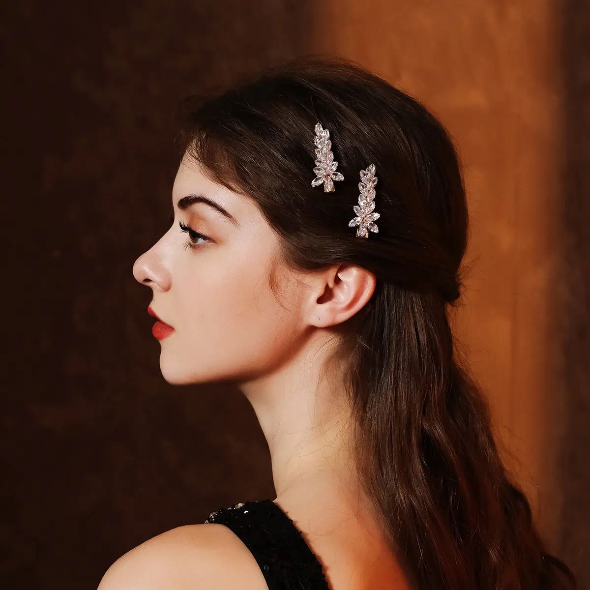 Sweet Zircon Crystal Hair Clip for Daily Wear & Weddings