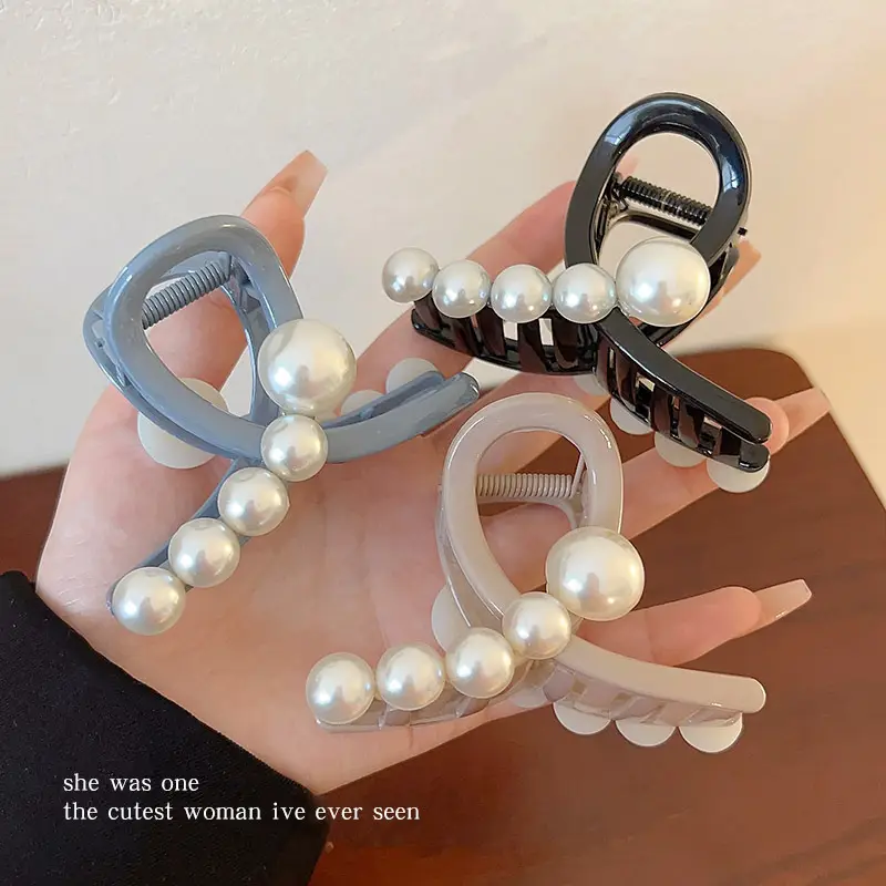 Acrylic Pearl Hairpin for Women Medium Clip