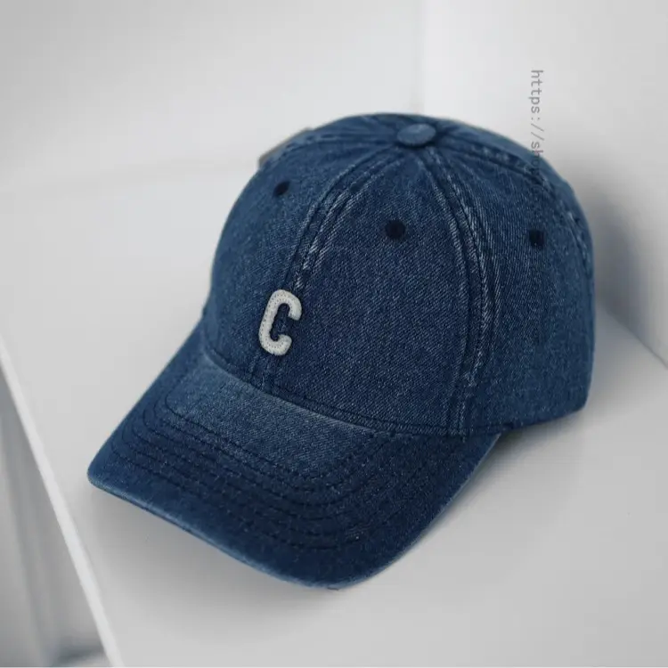 Women Purple Denim Baseball Cap with C Logo - Image 10