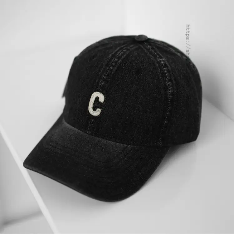 Women Purple Denim Baseball Cap with C Logo - Image 11