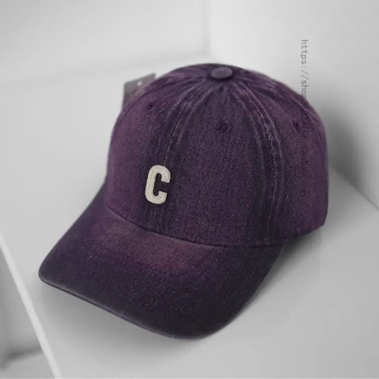 Women Purple Denim Baseball Cap with C Logo - Image 13
