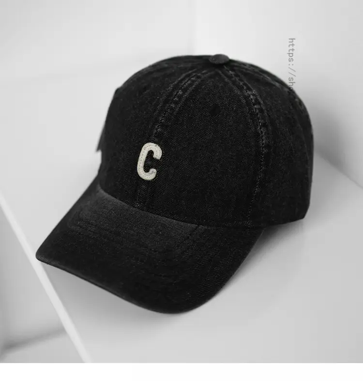 Women Purple Denim Baseball Cap with C Logo — feature 1