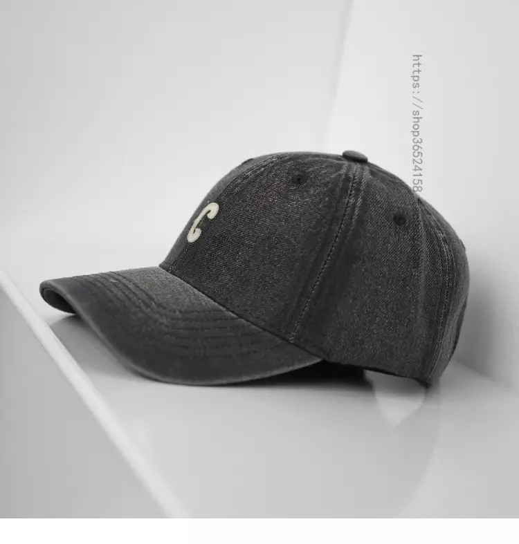 Women Purple Denim Baseball Cap with C Logo — feature 11