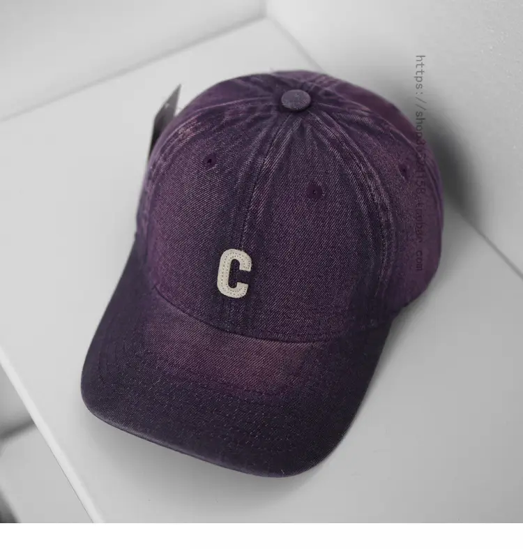 Women Purple Denim Baseball Cap with C Logo — feature 13