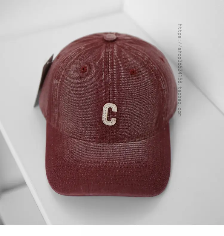 Women Purple Denim Baseball Cap with C Logo — feature 14