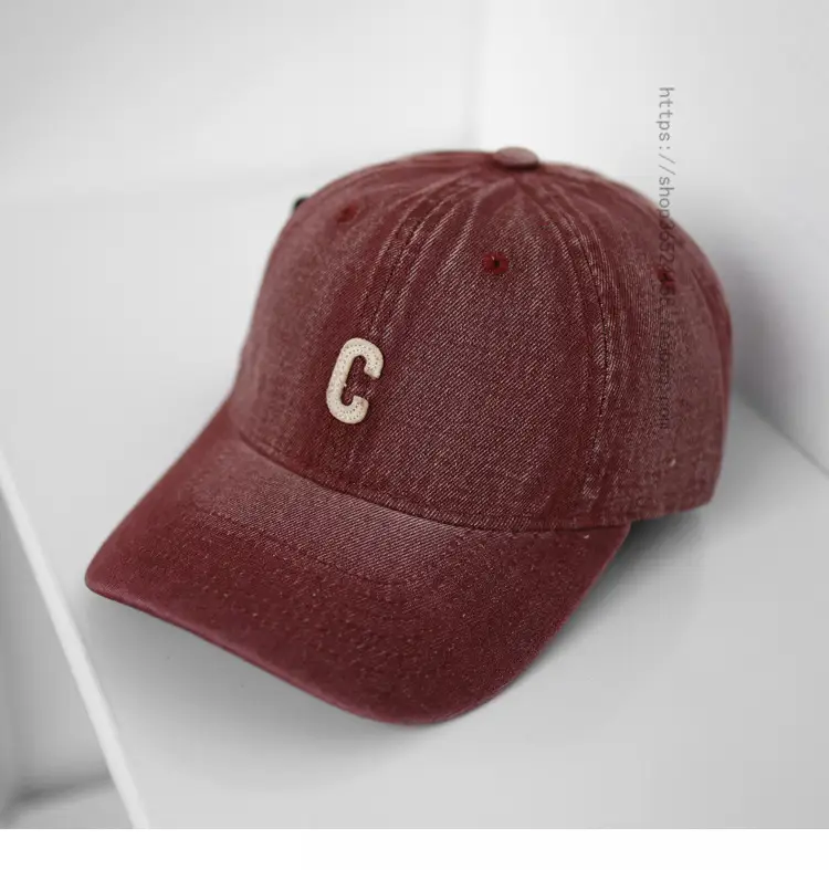 Women Purple Denim Baseball Cap with C Logo — feature 2