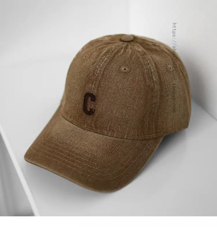 Women Purple Denim Baseball Cap with C Logo — feature 7