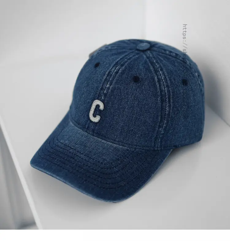 Women Purple Denim Baseball Cap with C Logo — feature 8