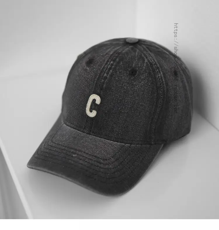 Women Purple Denim Baseball Cap with C Logo — feature 9