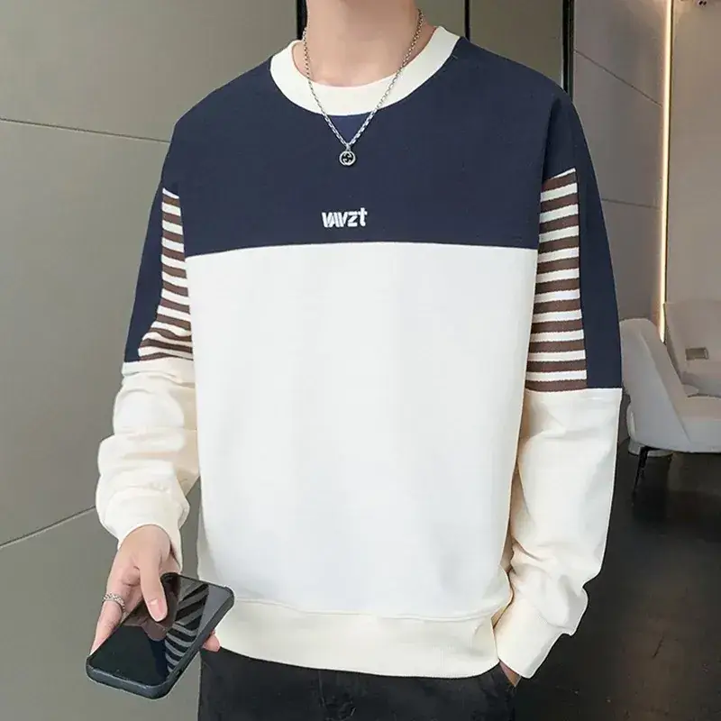 Men's White Guard Contrast Stitching T-Shirt Spring Autumn - Image 9