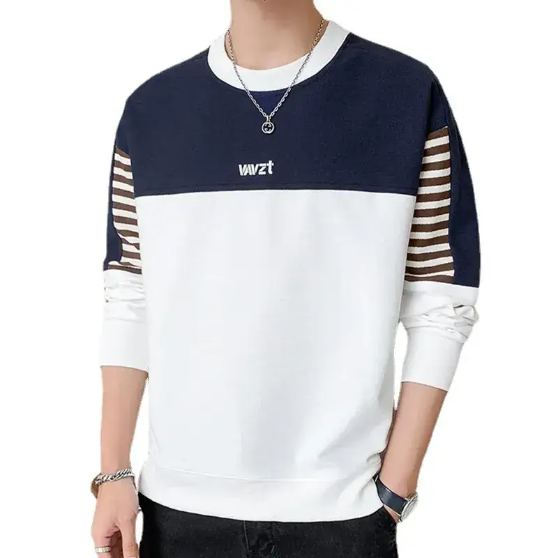 Men's White Guard Contrast Stitching T-Shirt Spring Autumn - Image 12