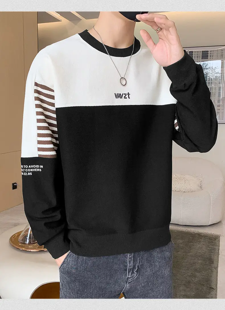 Men's White Guard Contrast Stitching T-Shirt Spring Autumn — feature 12