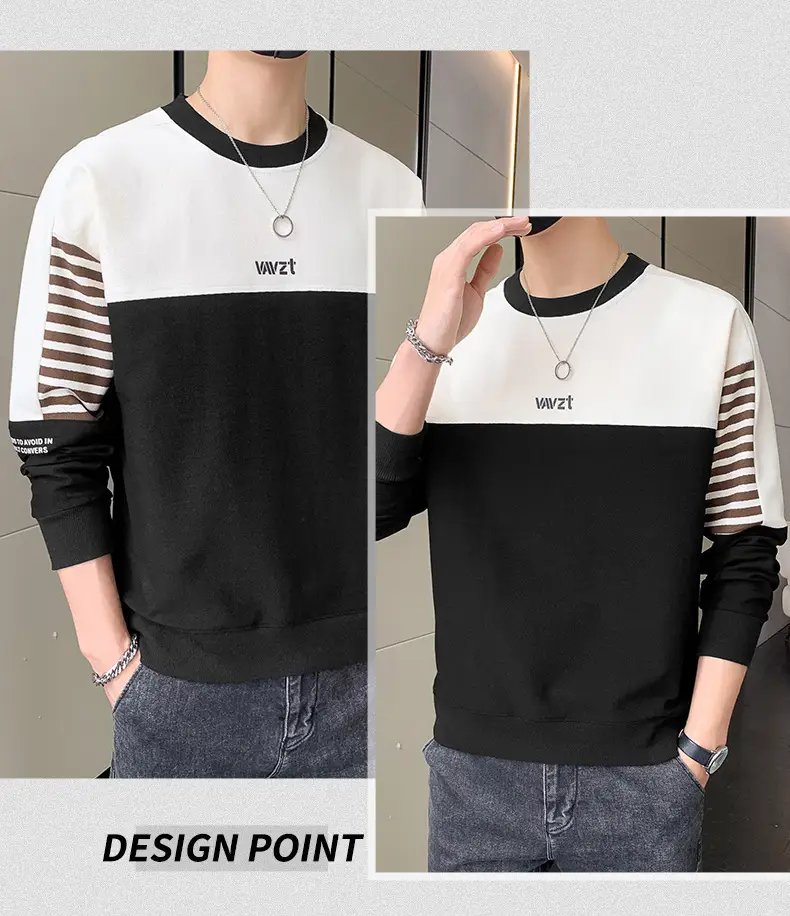 Men's White Guard Contrast Stitching T-Shirt Spring Autumn — feature 14