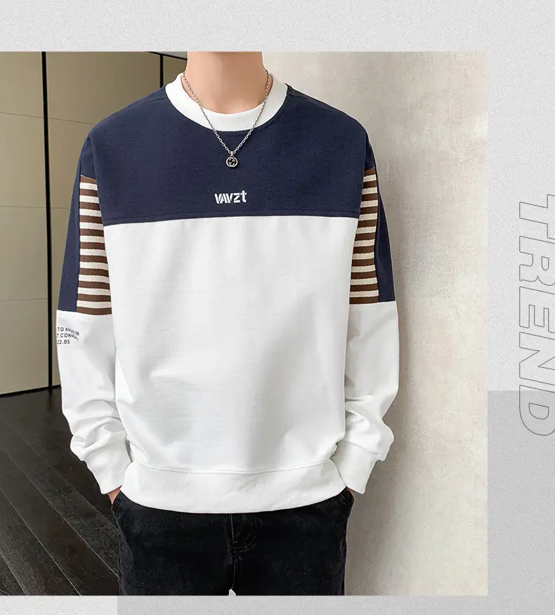 Men's White Guard Contrast Stitching T-Shirt Spring Autumn — feature 15