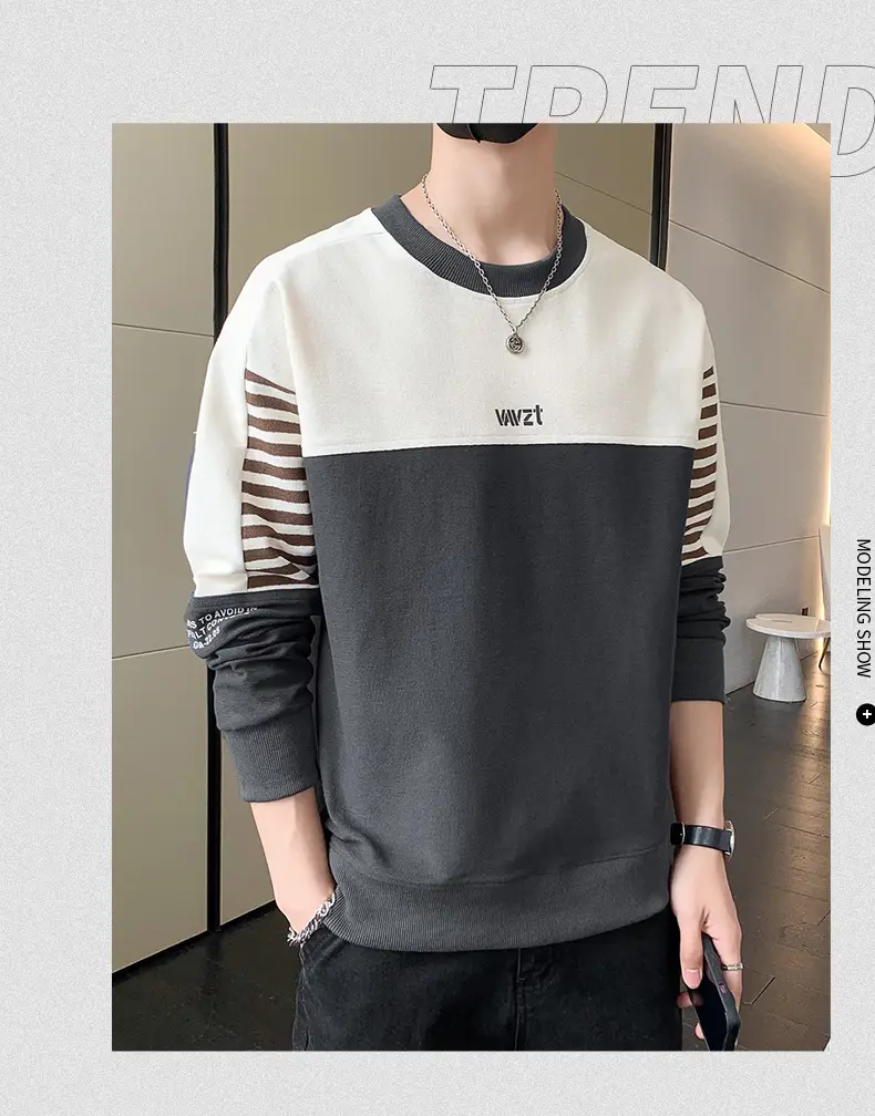 Men's White Guard Contrast Stitching T-Shirt Spring Autumn — feature 19