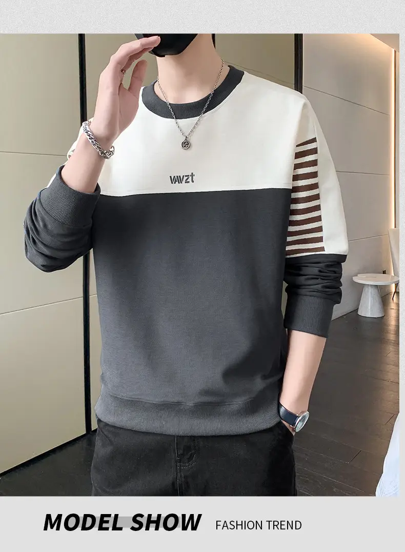 Men's White Guard Contrast Stitching T-Shirt Spring Autumn — feature 20