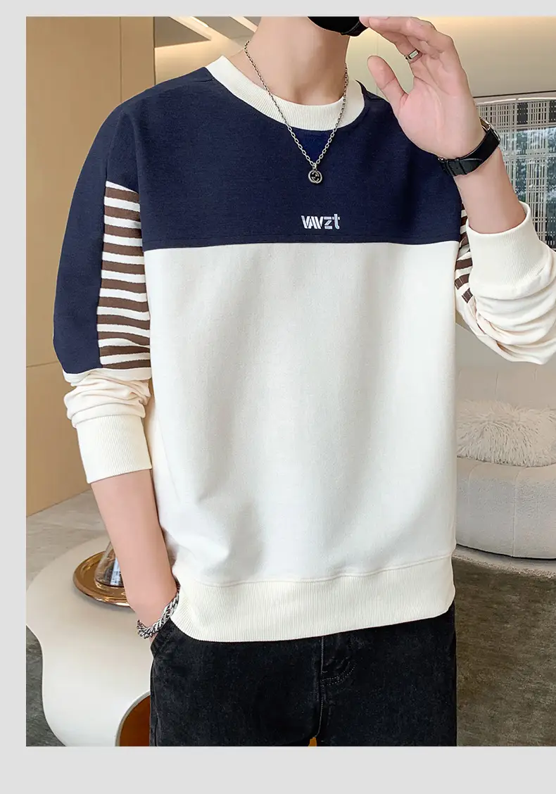 Men's White Guard Contrast Stitching T-Shirt Spring Autumn — feature 21